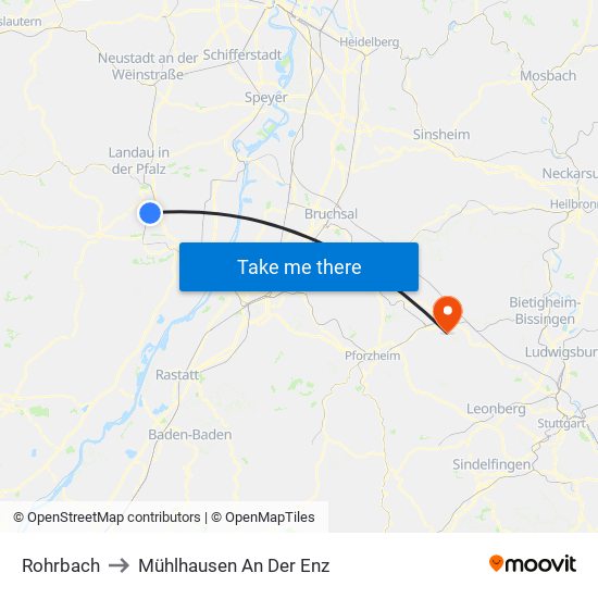Rohrbach to Mühlhausen An Der Enz map