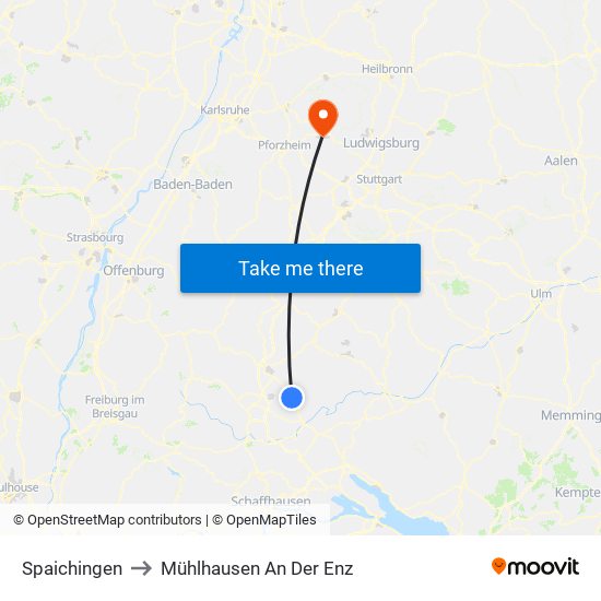 Spaichingen to Mühlhausen An Der Enz map