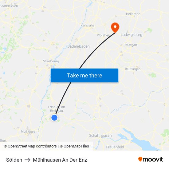 Sölden to Mühlhausen An Der Enz map