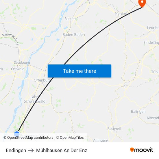 Endingen to Mühlhausen An Der Enz map