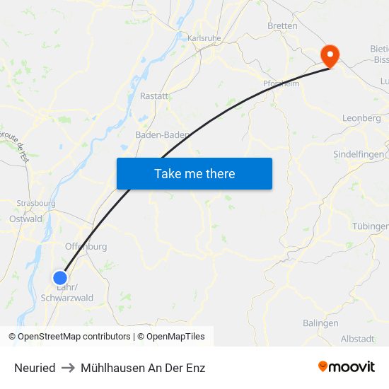 Neuried to Mühlhausen An Der Enz map