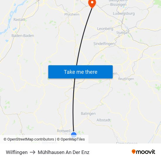 Wilflingen to Mühlhausen An Der Enz map