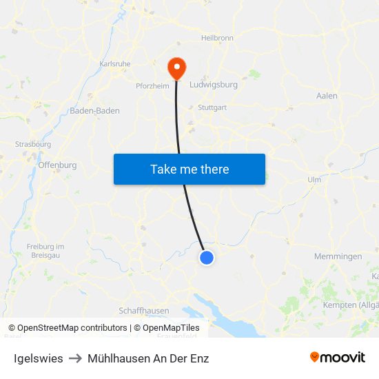 Igelswies to Mühlhausen An Der Enz map