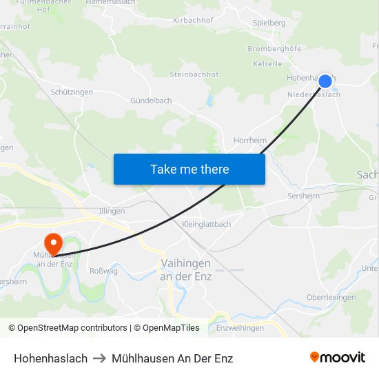 Hohenhaslach to Mühlhausen An Der Enz map