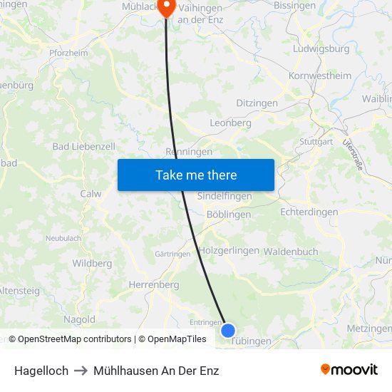 Hagelloch to Mühlhausen An Der Enz map