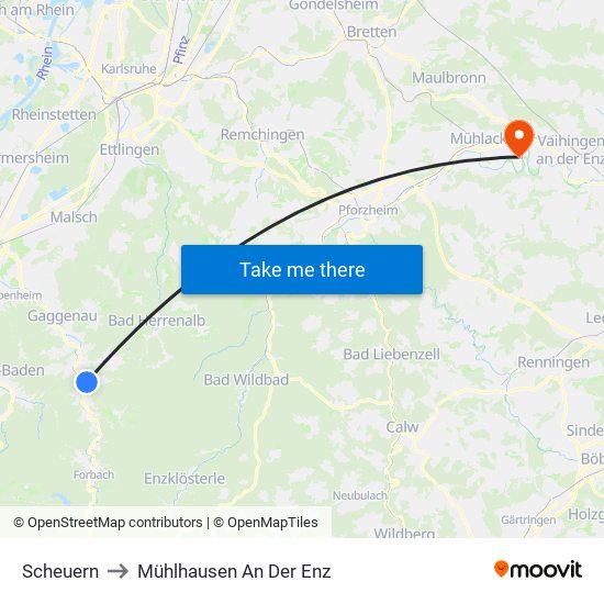 Scheuern to Mühlhausen An Der Enz map