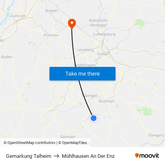 Gemarkung Talheim to Mühlhausen An Der Enz map