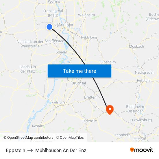Eppstein to Mühlhausen An Der Enz map