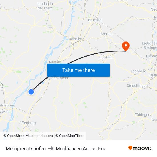 Memprechtshofen to Mühlhausen An Der Enz map