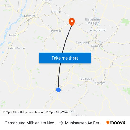 Gemarkung Mühlen am Neckar to Mühlhausen An Der Enz map