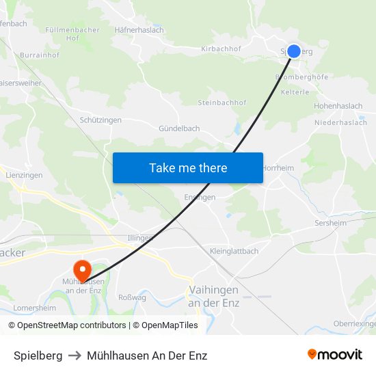 Spielberg to Mühlhausen An Der Enz map