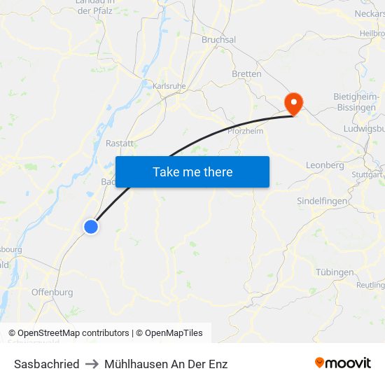 Sasbachried to Mühlhausen An Der Enz map