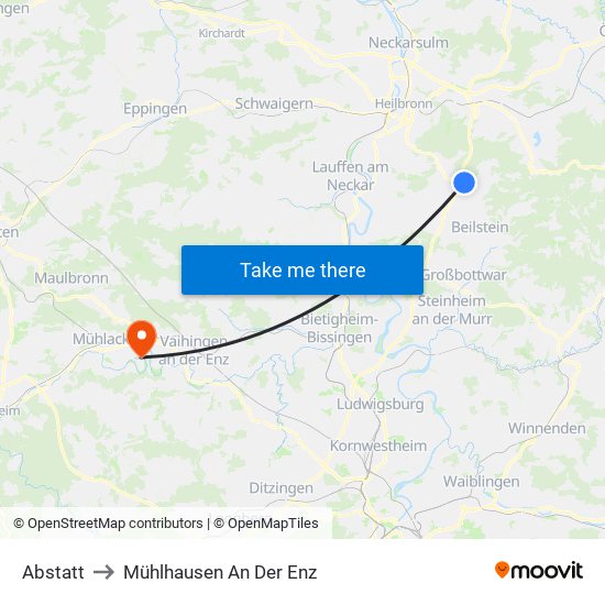 Abstatt to Mühlhausen An Der Enz map