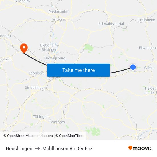Heuchlingen to Mühlhausen An Der Enz map