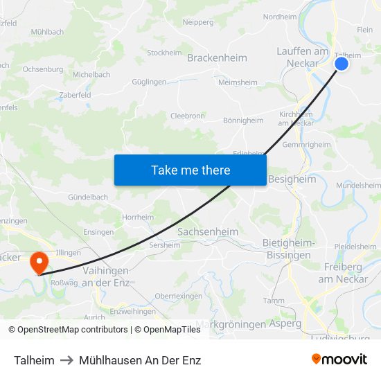 Talheim to Mühlhausen An Der Enz map