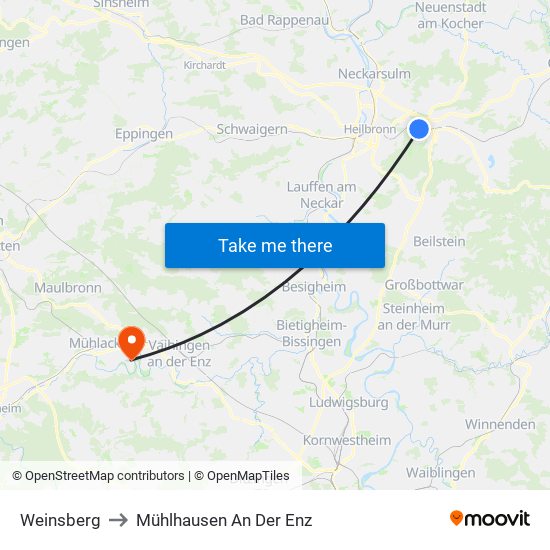 Weinsberg to Mühlhausen An Der Enz map