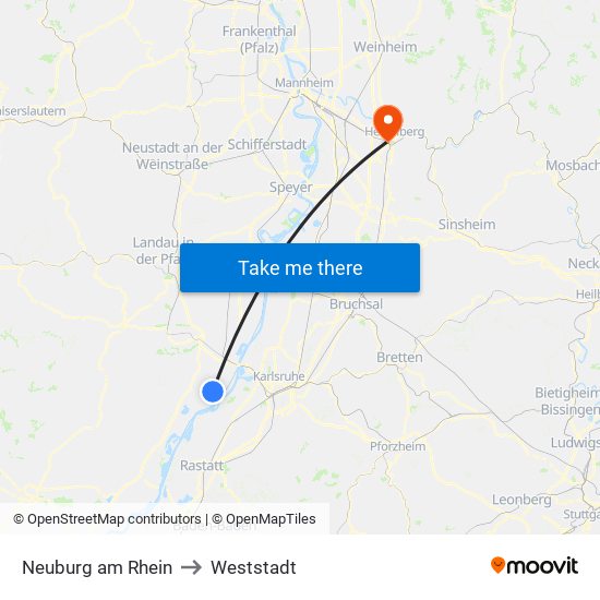 Neuburg am Rhein to Weststadt map