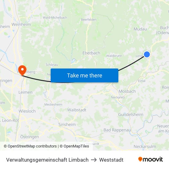 Verwaltungsgemeinschaft Limbach to Weststadt map