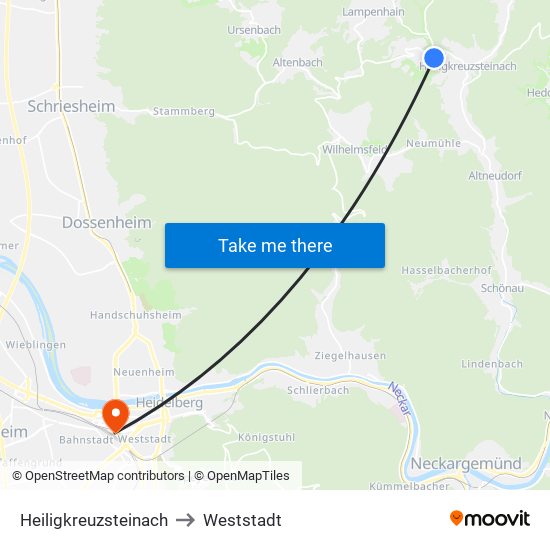 Heiligkreuzsteinach to Weststadt map