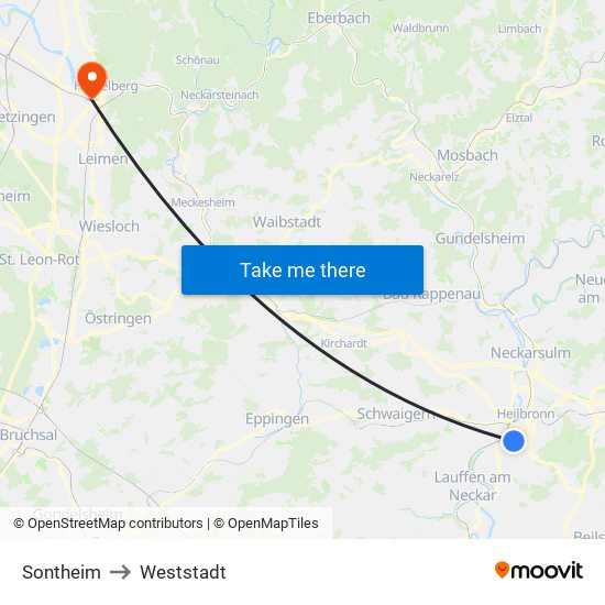 Sontheim to Weststadt map