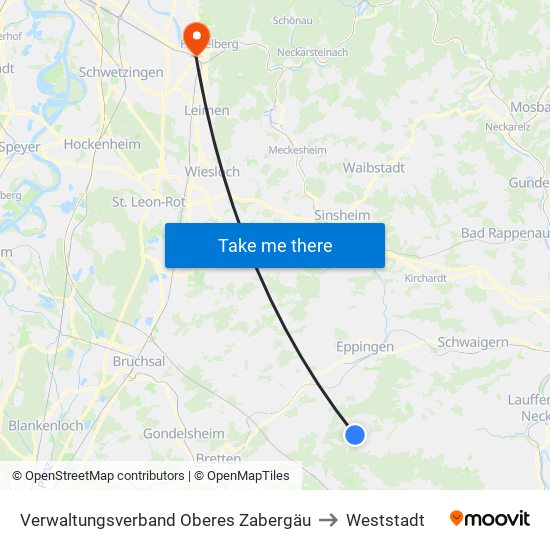Verwaltungsverband Oberes Zabergäu to Weststadt map