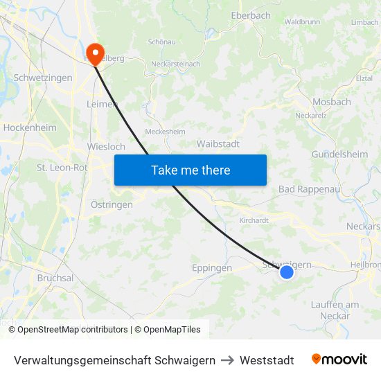 Verwaltungsgemeinschaft Schwaigern to Weststadt map