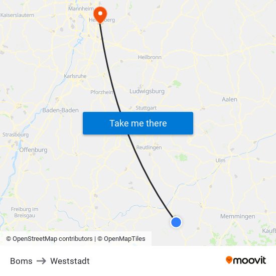 Boms to Weststadt map