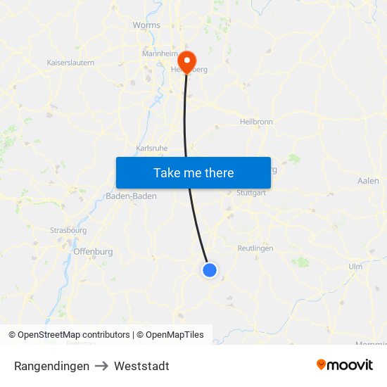 Rangendingen to Weststadt map