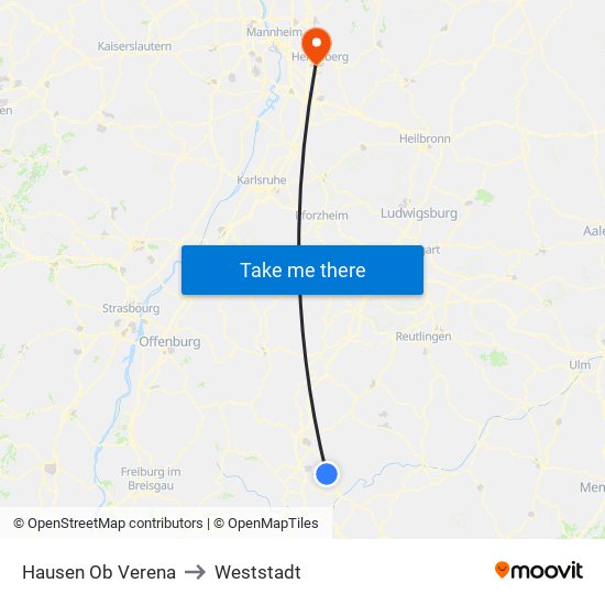 Hausen Ob Verena to Weststadt map