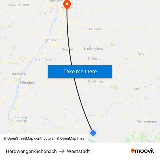 Herdwangen-Schönach to Weststadt map