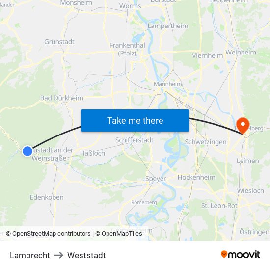 Lambrecht to Weststadt map