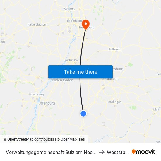 Verwaltungsgemeinschaft Sulz am Neckar to Weststadt map