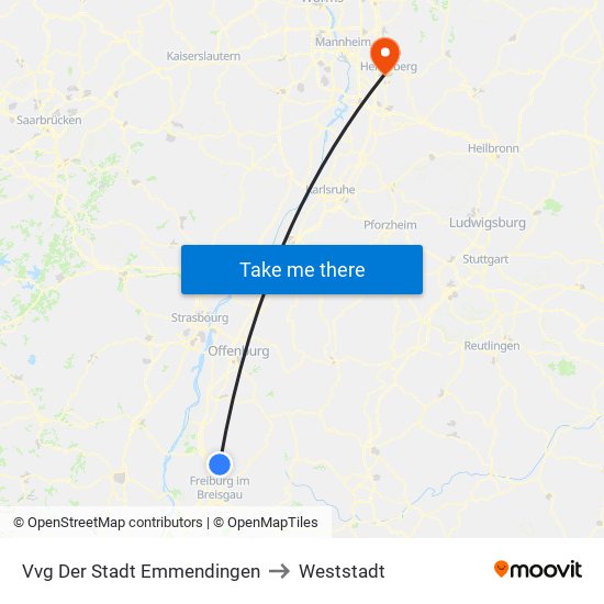 Vvg Der Stadt Emmendingen to Weststadt map