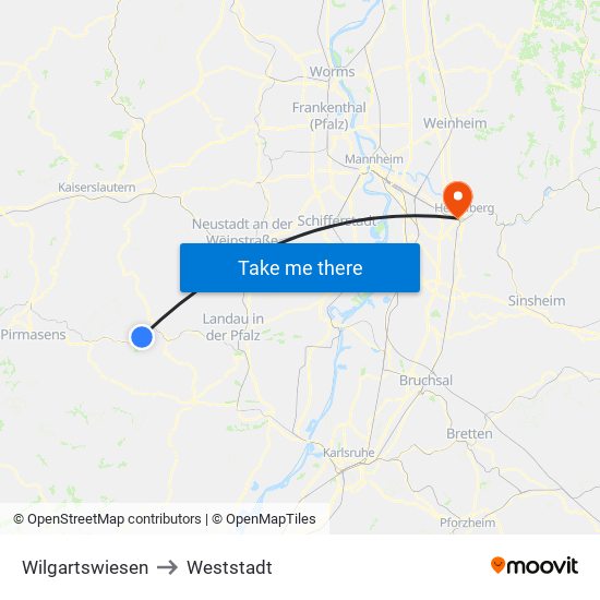 Wilgartswiesen to Weststadt map