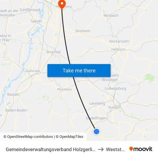 Gemeindeverwaltungsverband Holzgerlingen to Weststadt map