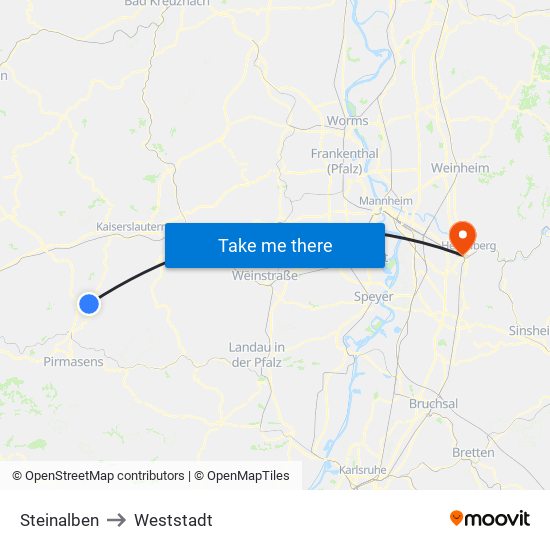 Steinalben to Weststadt map