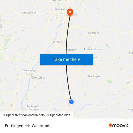 Frittlingen to Weststadt map
