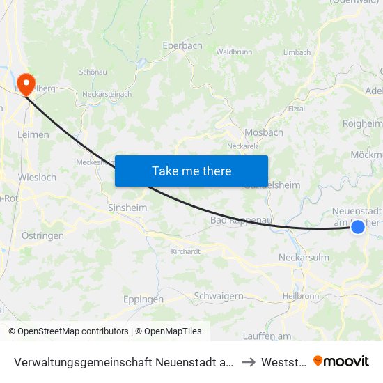 Verwaltungsgemeinschaft Neuenstadt am Kocher to Weststadt map