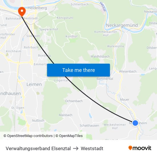 Verwaltungsverband Elsenztal to Weststadt map