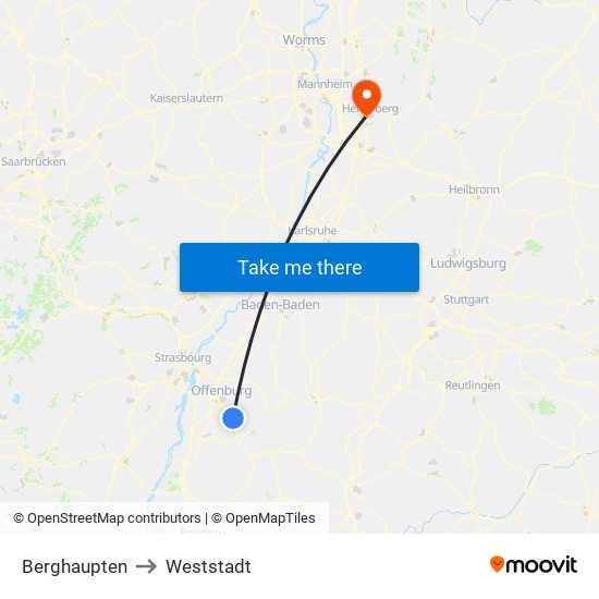 Berghaupten to Weststadt map