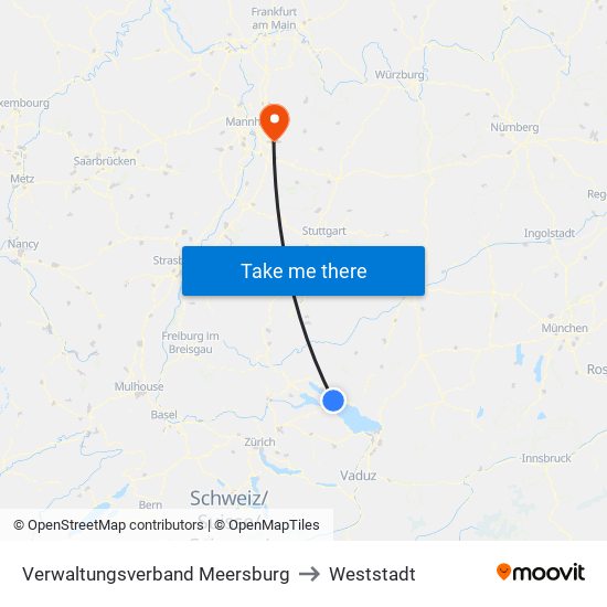 Verwaltungsverband Meersburg to Weststadt map