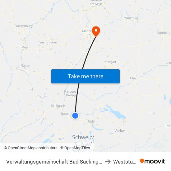 Verwaltungsgemeinschaft Bad Säckingen to Weststadt map