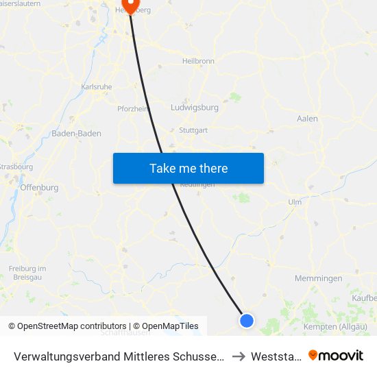 Verwaltungsverband Mittleres Schussental to Weststadt map