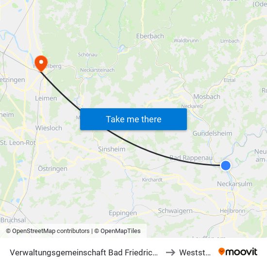 Verwaltungsgemeinschaft Bad Friedrichshall to Weststadt map