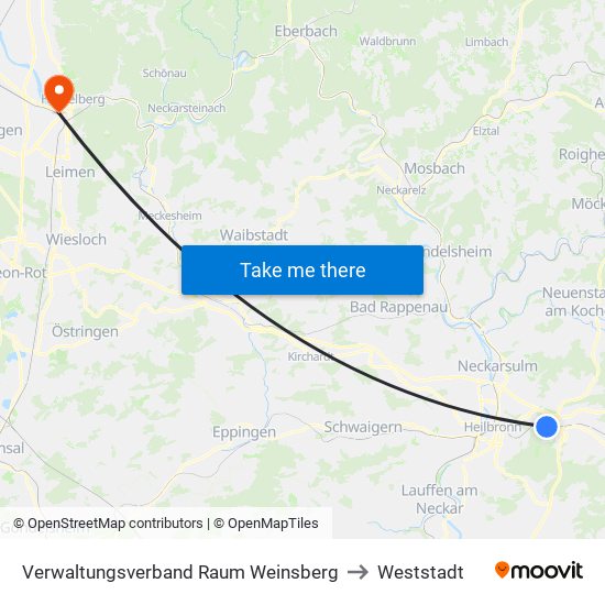Verwaltungsverband Raum Weinsberg to Weststadt map