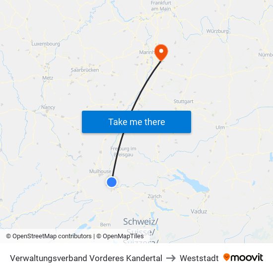 Verwaltungsverband Vorderes Kandertal to Weststadt map