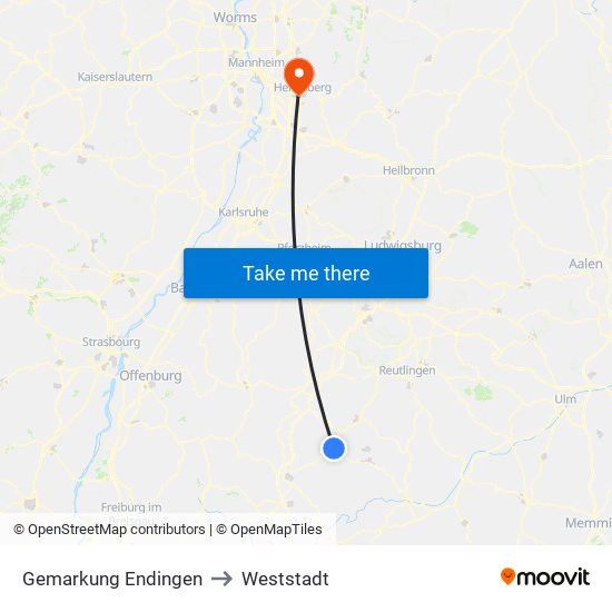 Gemarkung Endingen to Weststadt map