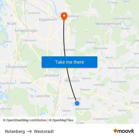 Rotenberg to Weststadt map