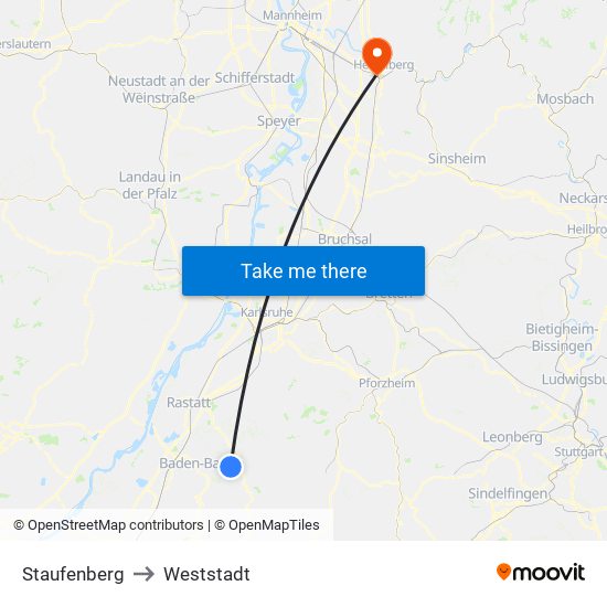 Staufenberg to Weststadt map