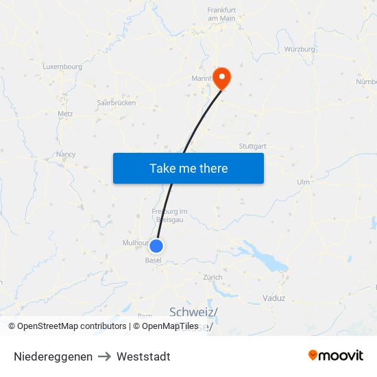 Niedereggenen to Weststadt map
